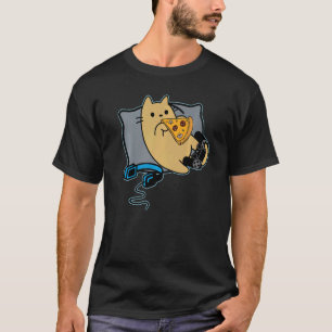 Camiseta Nerdy Pizza comiendo juego de gatos en pausa