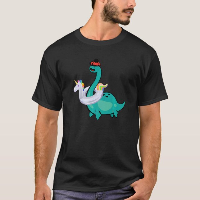 Camiseta Nessie Unicorn Pool Inflable Loch Ness Monstruo (Anverso)