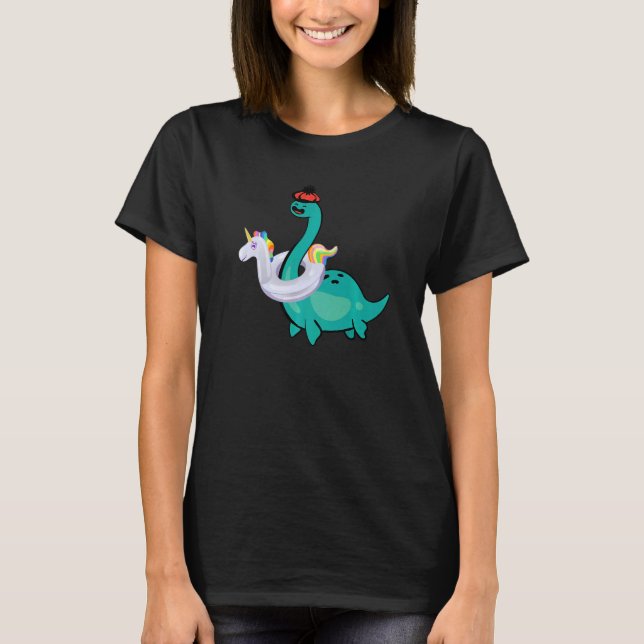 Camiseta Nessie Unicorn Pool Inflable Loch Ness Monstruo (Anverso)
