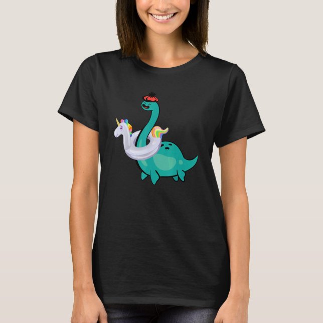 Camiseta Nessie Unicorn Pool Inflable Loch Ness Monstruo (Anverso)