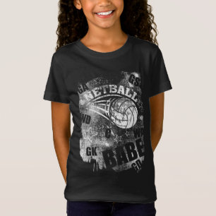 Camiseta Netball Babe, Black Grunge Netball