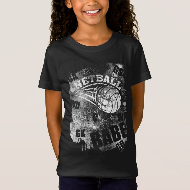 Camiseta Netball Babe's, Black Grunge Netball (Anverso)