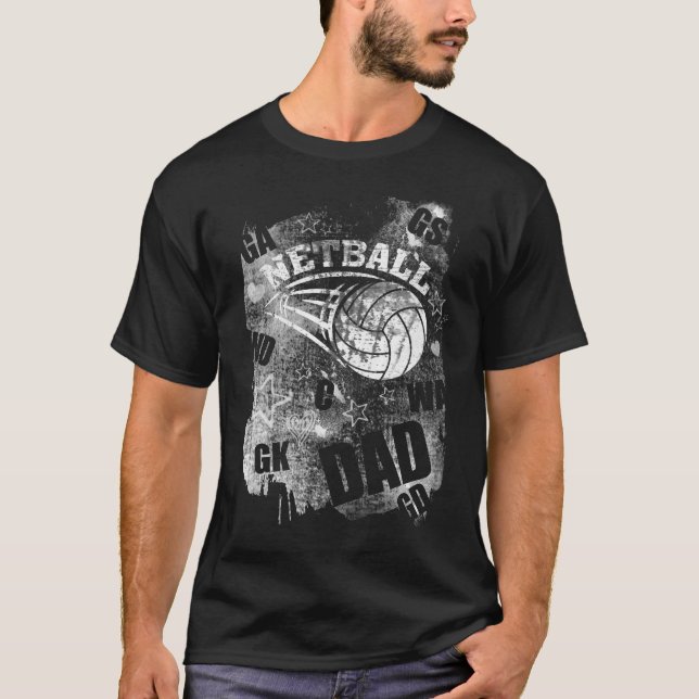 Camiseta Netball Dad, Black Grunge Netball (Anverso)