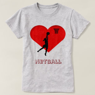 Camiseta Netball del corazón del amor de la pistola de la