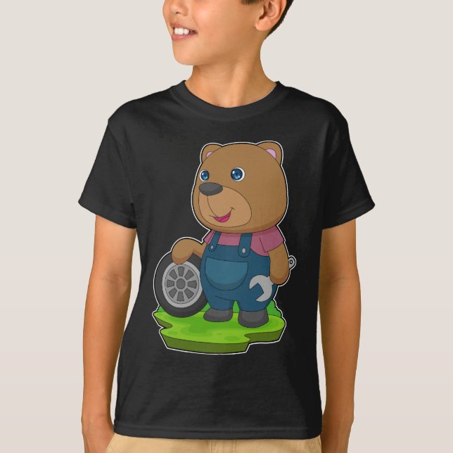 Camiseta Neumático del coche mecánico del oso (Anverso)