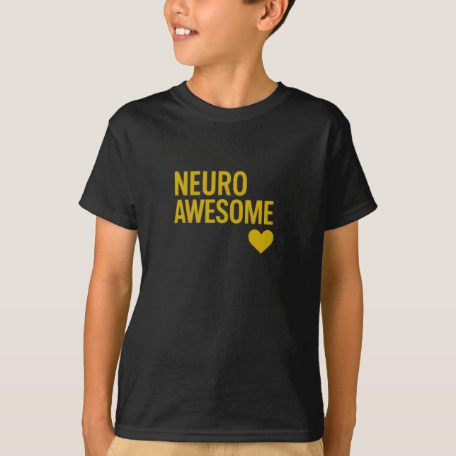 Camiseta Neuro Awesome Gold Text Neurodiversity  (Anverso)