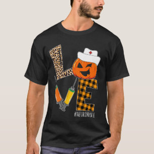 Camiseta Neuro Nurse Halloween Calabaza Leopardo Amor Enfer