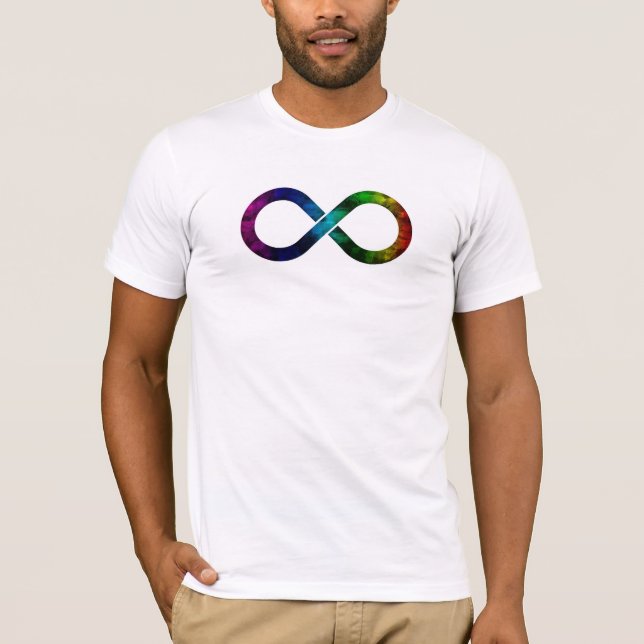 Camiseta Neurodiversidad acuarela infinita sobre negro (Anverso)