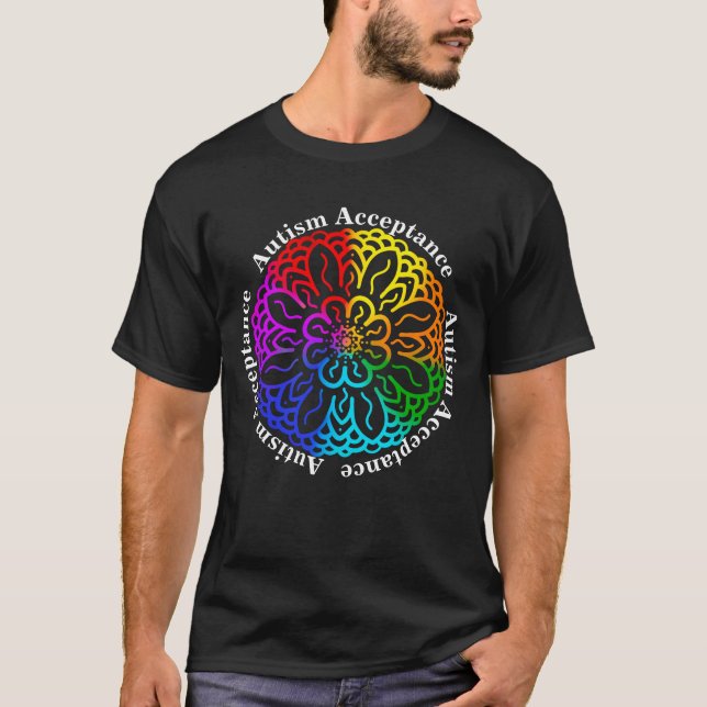 Camiseta Neurodiversidad Autismo Aceptación Arcoiris Mandal (Anverso)