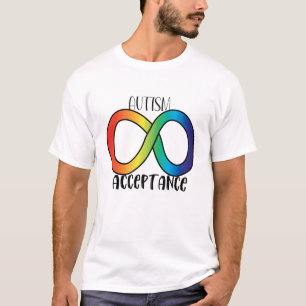 Camiseta Neurodiversidad Autismo Aceptación Botón Arcoiris
