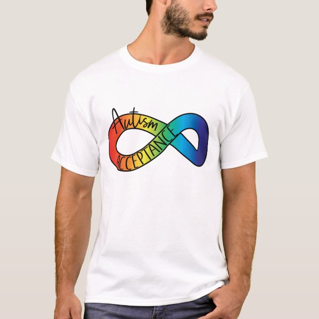 Camiseta Neurodiversidad Autismo Aceptación Botón Arcoiris (Anverso)