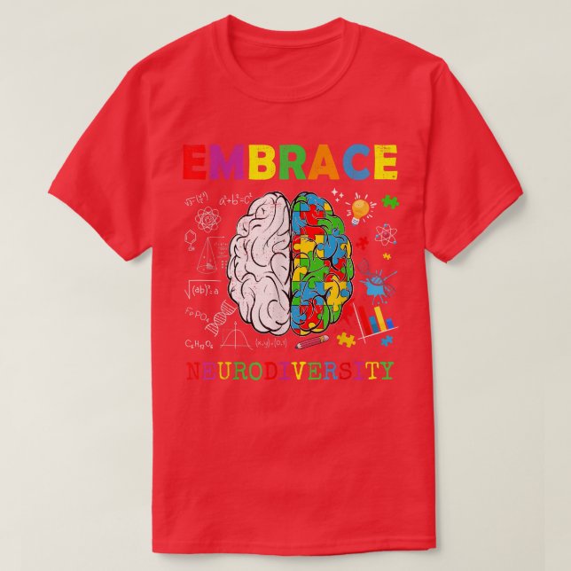 Camiseta Neurodiversity Brain Embrace ADHD Autism Awareness (Diseño del anverso)