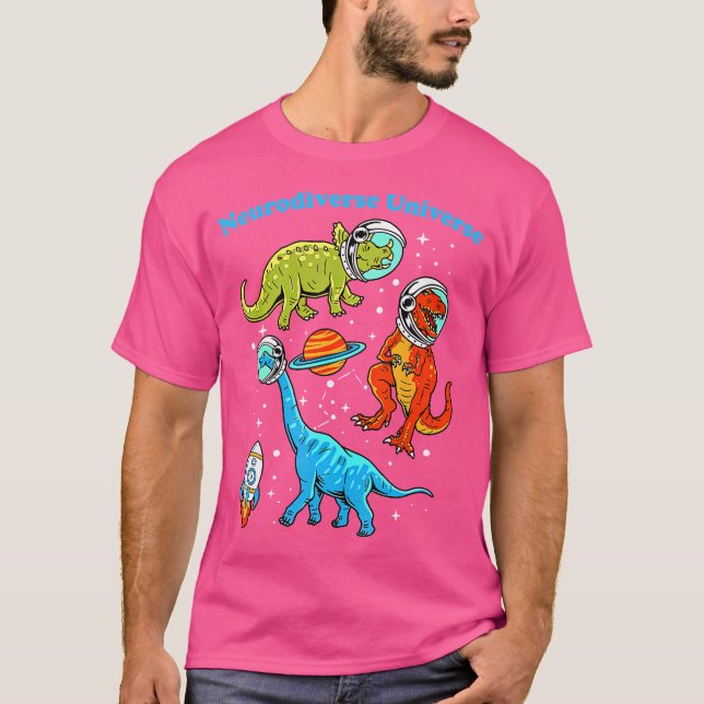 Camiseta Neurodiverso Universo Dinosaurios Espacio Adhd Asd (Anverso)