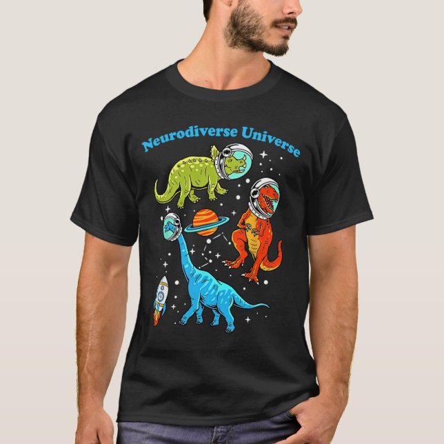 Camiseta Neurodiverso Universo Dinosaurios Espacio Adhd Asd (Anverso)
