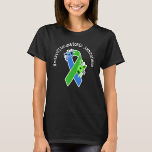 Camiseta Neurofibromatosis Conciencia Cinta Azul Verde Flor