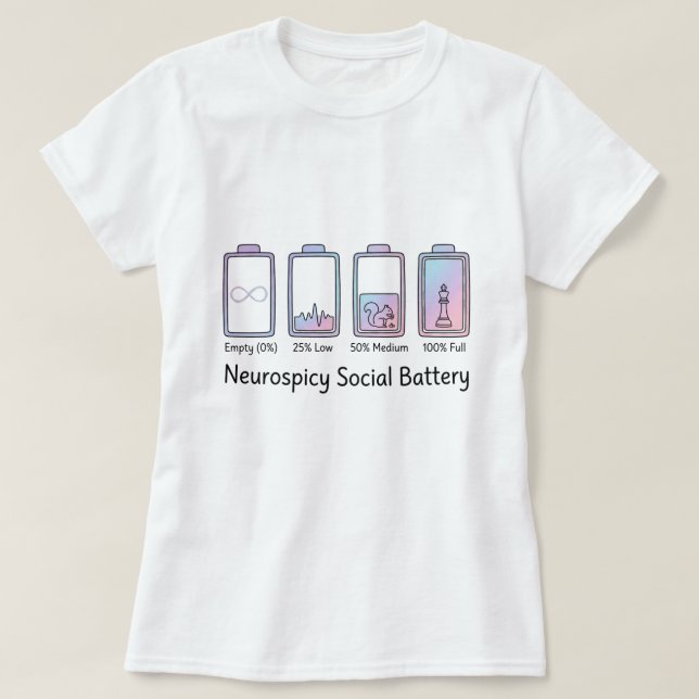 Camiseta Neurospicy Social Battery ADHD Autism Funny Gift (Diseño del anverso)