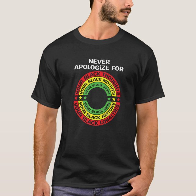 Camiseta Never Apologize Black History Month BLM Melanin Pr (Anverso)