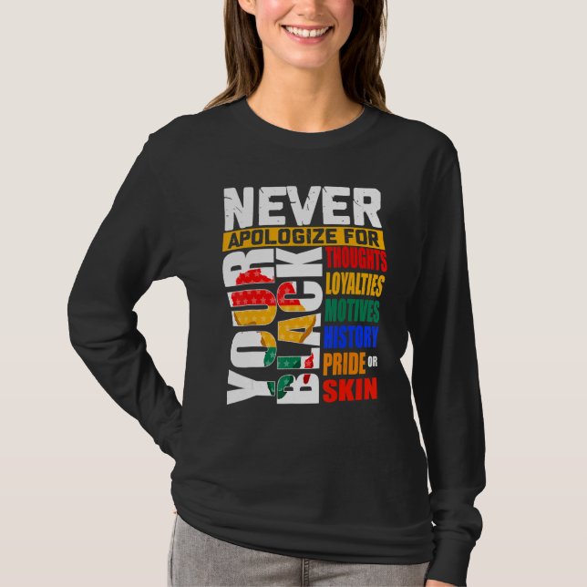 Camiseta Never Apologize For Your Blackness Black History M (Anverso)