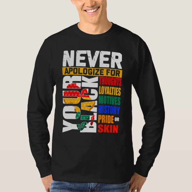 Camiseta Never Apologize For Your Blackness Black History M (Anverso)