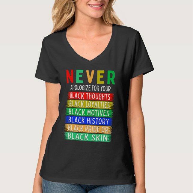 Camiseta Never Apologize For Your Blackness Black History M (Anverso)