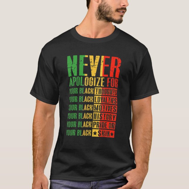 Camiseta Never Apologize For Your Blackness Black History P (Anverso)