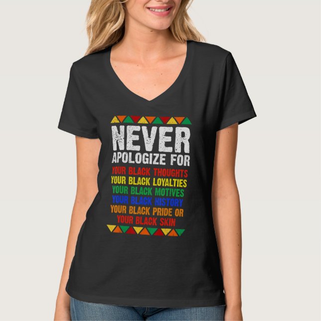 Camiseta Never Apologize Your Blackness African Black Histo (Anverso)
