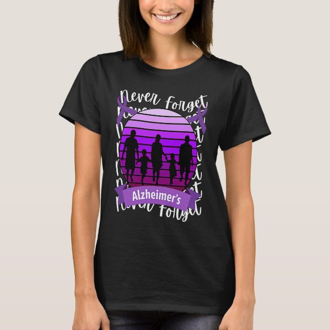 Camiseta Never Forget Alzheimer's Awareness Retro Purple Fa (Anverso)