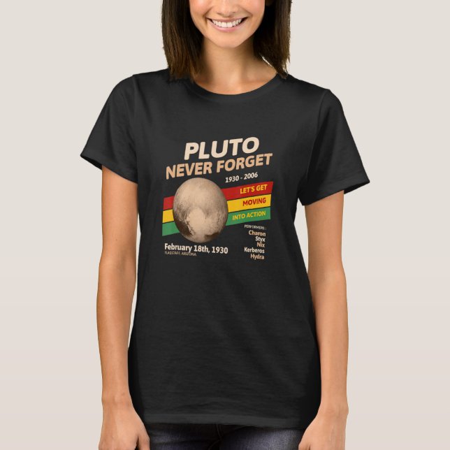 Camiseta Never Forget Pluto Retro Style Space Science (Anverso)