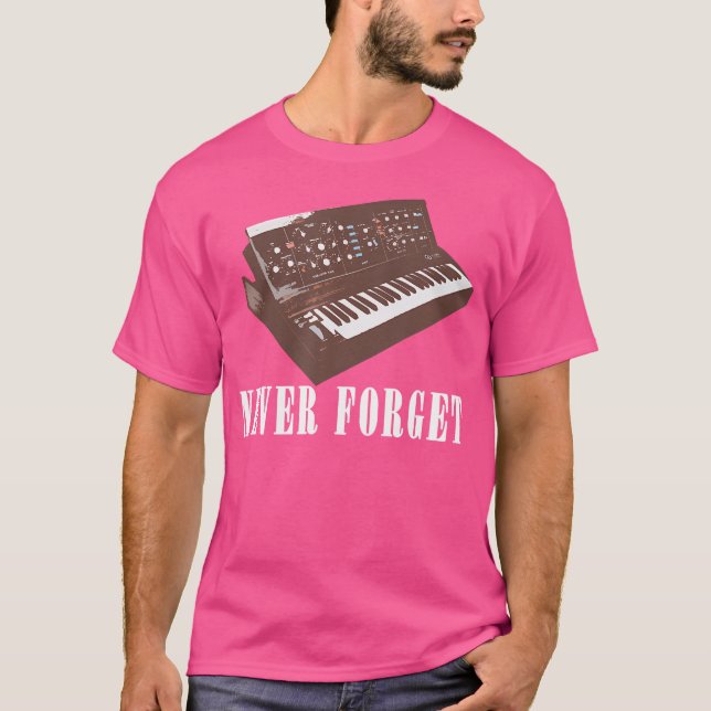 Camiseta Never Forget Synthesizer - Retro Piano 	 Design (Anverso)