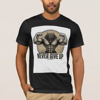 Camiseta NEVER GIVE UP – Muscular Wolf Power   