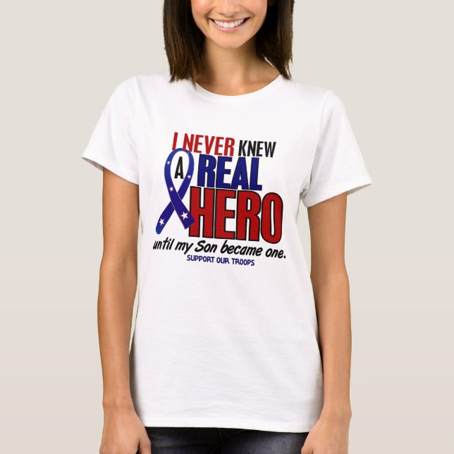 Camiseta Never Knew A Hero 2 Son (Support Our Troops) (Anverso)