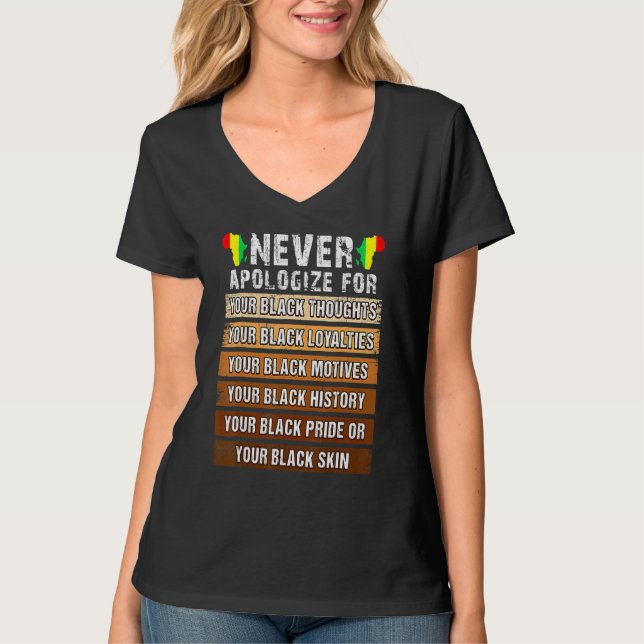 Camiseta Never Retro Apologize Black History African Melani (Anverso)