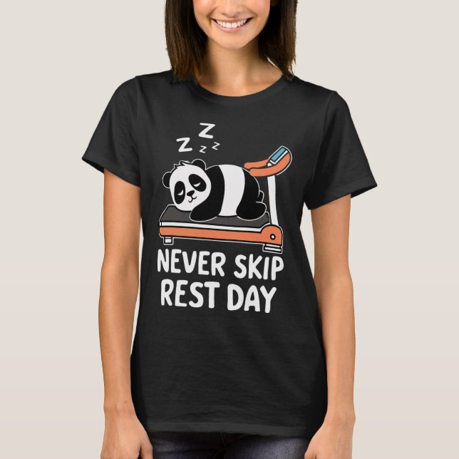 Camiseta Never Skip Rest Day Funny Bodybuilding Panda Worko (Anverso)