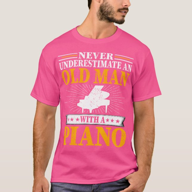 Camiseta Never Underestimate An Old Man With A Piano - Men' (Anverso)