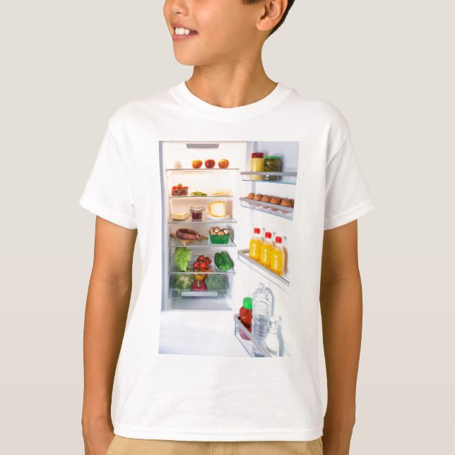 Camiseta Nevera abierta llena de comida (Anverso)