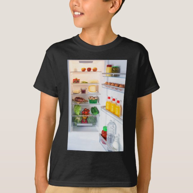 Camiseta Nevera abierta llena de comida (Anverso)