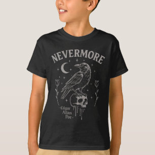 Camiseta Nevermore Raven Skull Art, Gothic Edgar Allan Poe