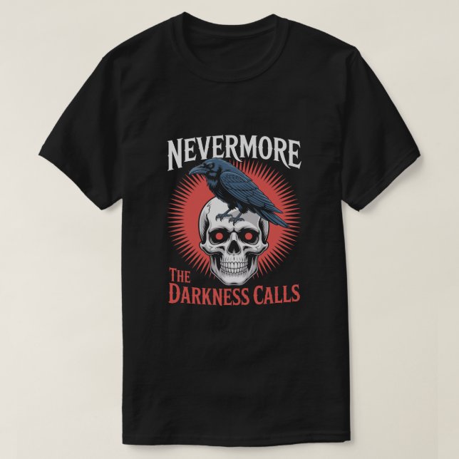 Camiseta Nevermore Raven Skull Tee de horror gótico (Diseño del anverso)