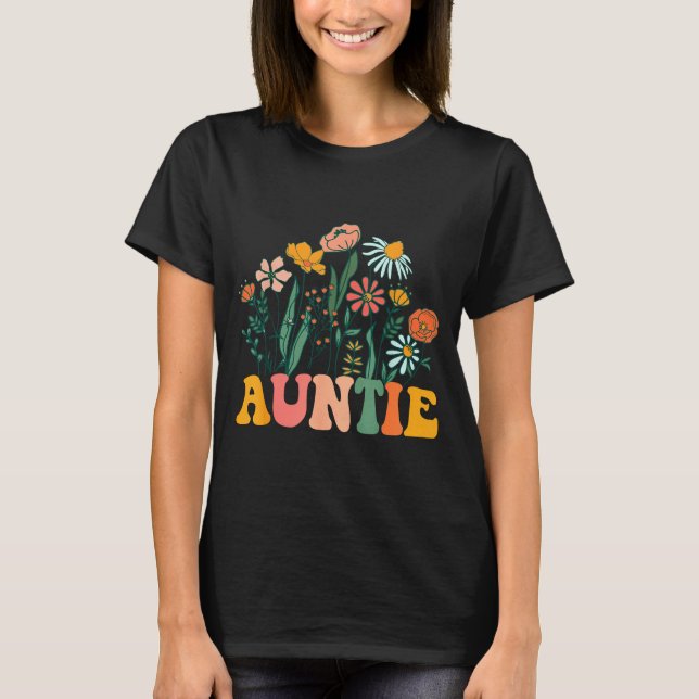 Camiseta New Auntie Wildflower First Birthday &amp; Baby Sh (Anverso)
