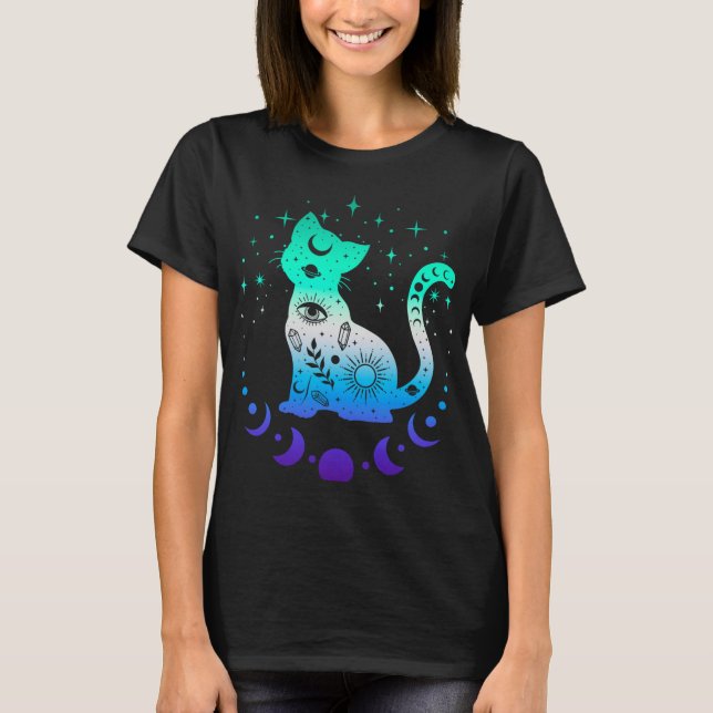 Camiseta New Blue Gay Male Mlm Pride Flag, Astrology Cat  (Anverso)