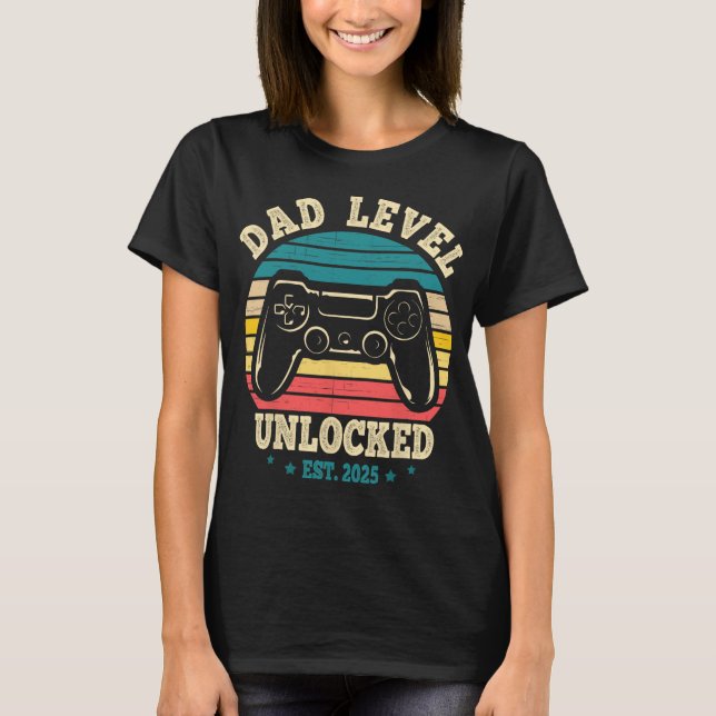 Camiseta New Daddy I Leveled Up To Dad Mens Pregnancy Idea  (Anverso)