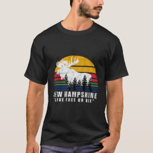 Camiseta New Hampshire Live Free O Die Moose Forest