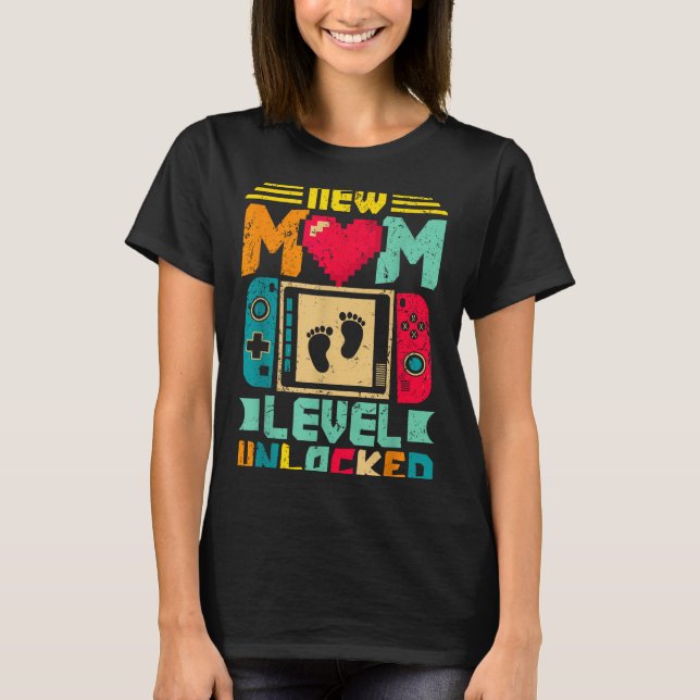 Camiseta New Mom Level Unlocked Gamer Valentine's  (Anverso)