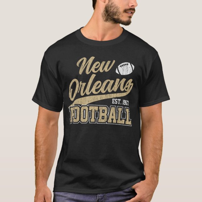 Camiseta New Orleans Distressed Footballeam Fan Sports retr (Anverso)
