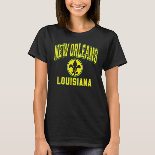Camiseta New Orleans Fleur de Lis Varsity Style Mardi Gras  (Anverso)