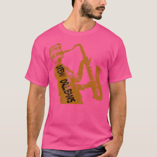Camiseta New Orleans Jazz Saxofhone Player Black Text