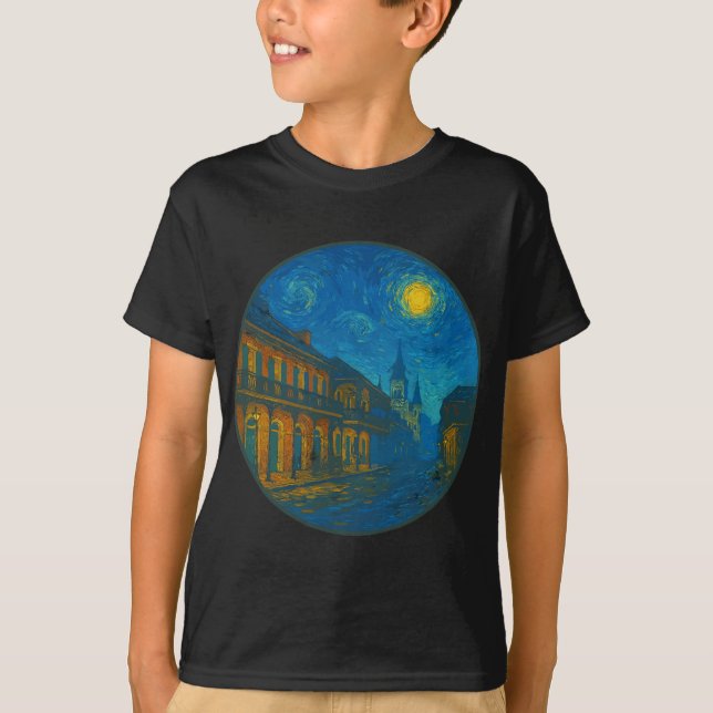 Camiseta New Orleans Louisiana - Van Gogh Starry Night Styl (Anverso)