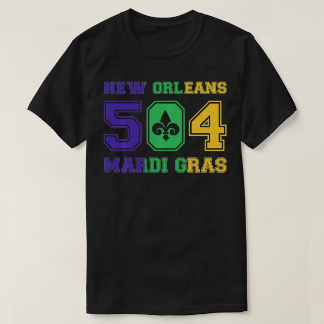 Camiseta New Orleans Mardi Gras Outfit 504 Louisiana Carniv (Diseño del anverso)