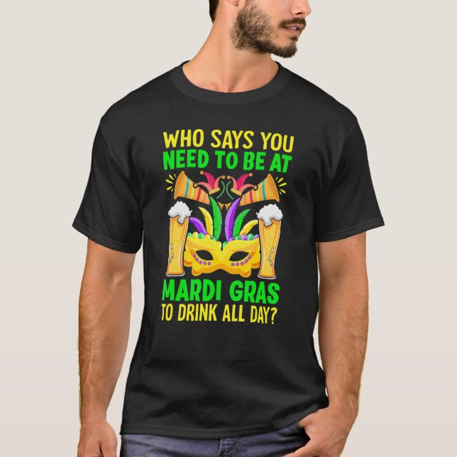Camiseta New Orleans Nola Mardi Gras  Beer Fat Tuesdays (Anverso)