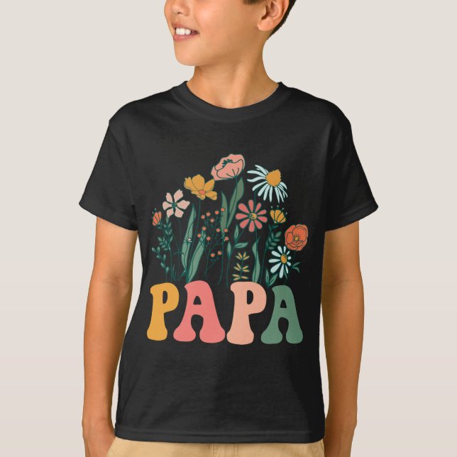 Camiseta New Papa Wildflower First Birthday &amp; Baby Show (Anverso)